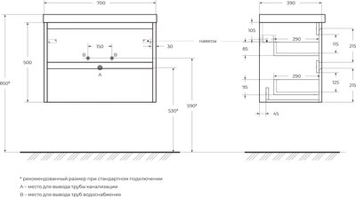 Тумба с умывальником BelBagno 39-700/390-2C-SO-RT + BB700/390ETL