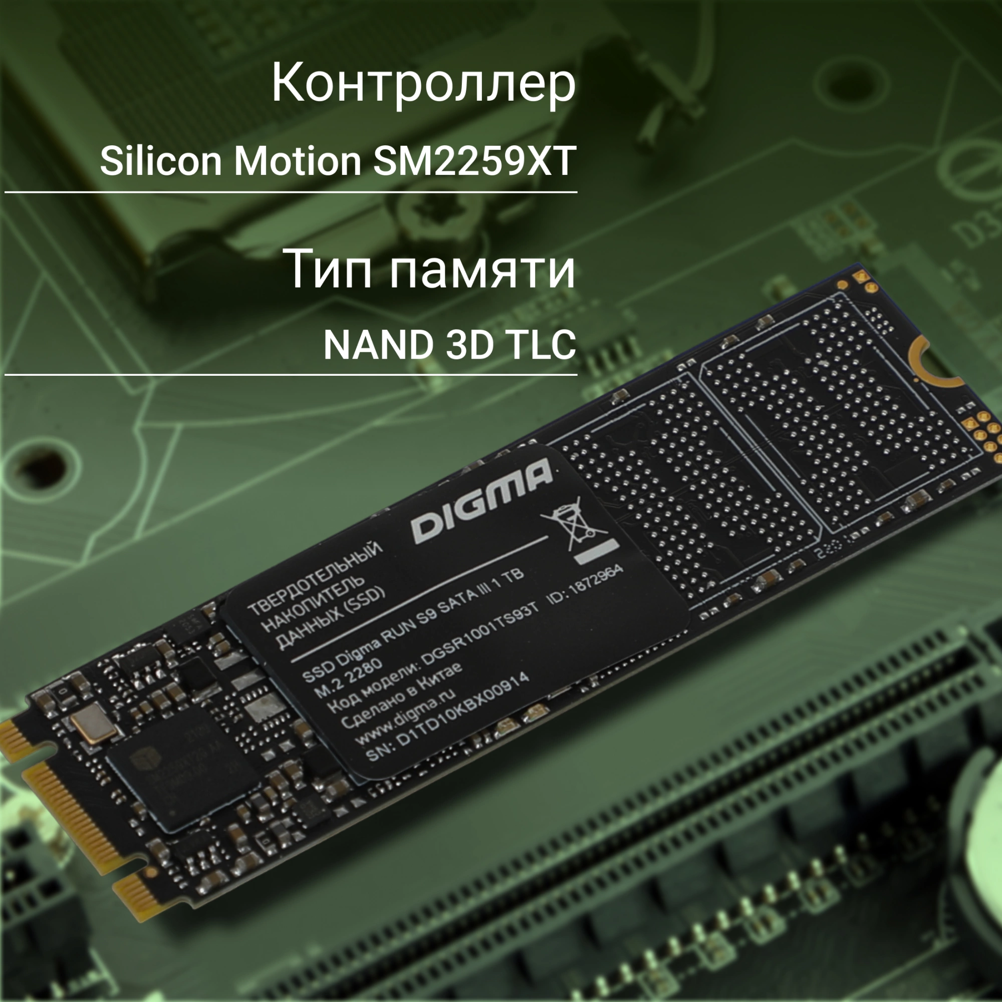 SSD диск Digma Run S9 M.2 2280 1TB DGSR1001TS93T