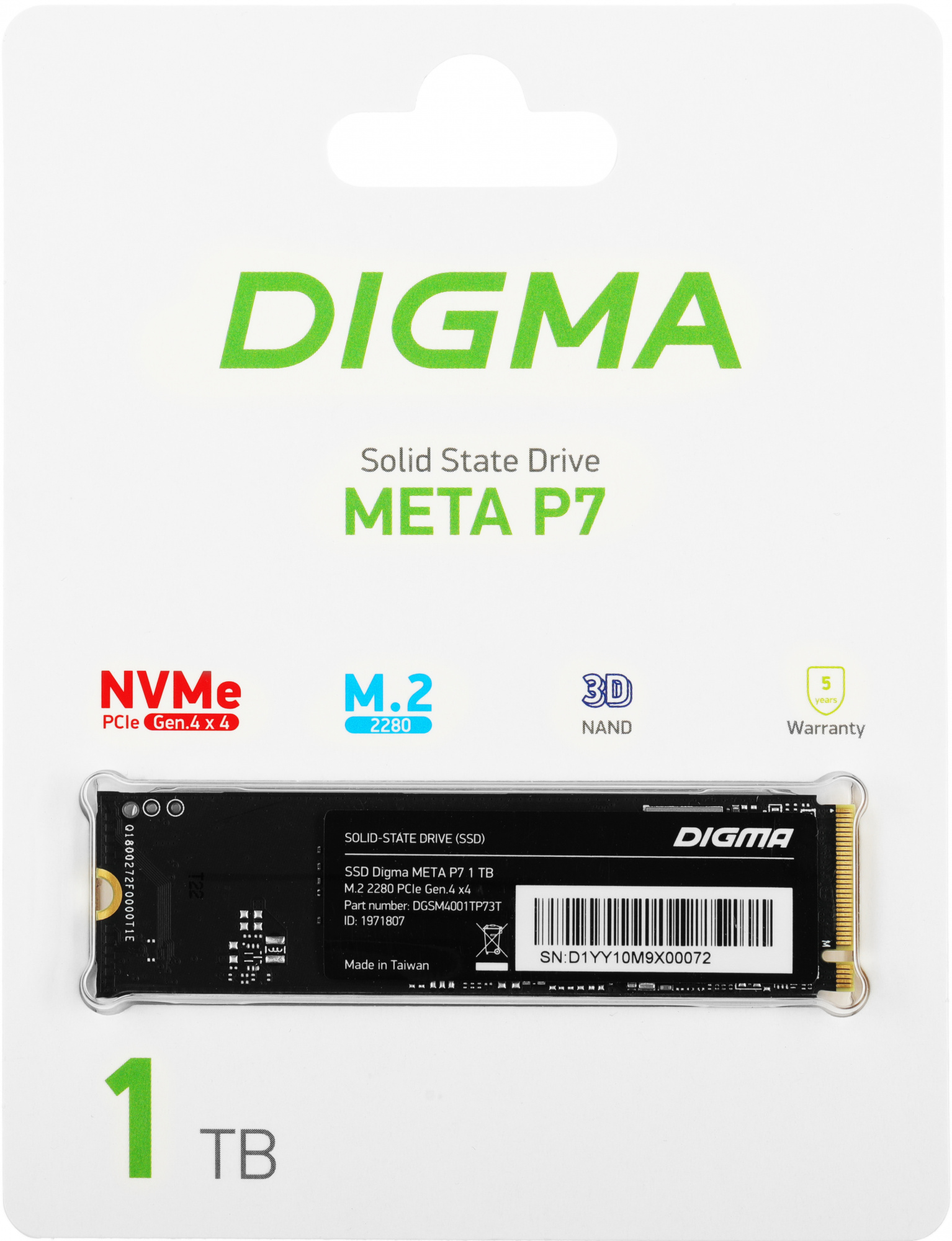 SSD диск Digma Meta P7 M.2 2280 1TB DGSM4001TP73T