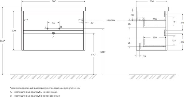 Тумба с умывальником BelBagno 39-800/390-2C-SO-RNN + BB800/390ETL