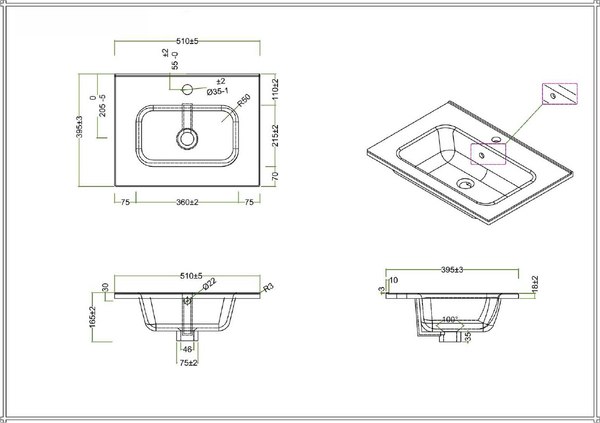 Тумба с умывальником BelBagno 39-500/390-2C-SO-PP + BB500/390ETL