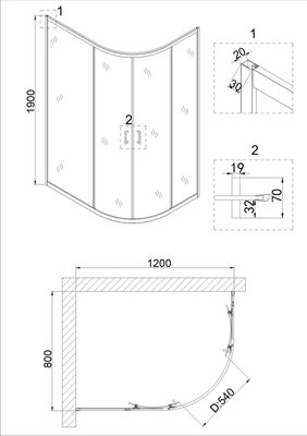 Душевой уголок Niagara NG-6821-08 120x80x195 (черный/ прозрачное стекло)