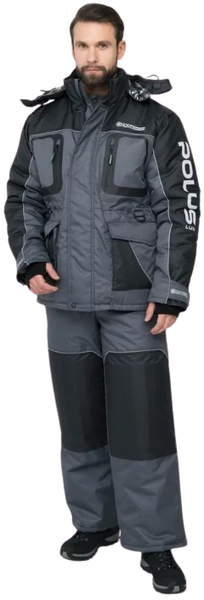 Костюм для охоты и рыбалки Huntsman Полюс LUX -40°C Серый/Черный (р.48-50/182-188)