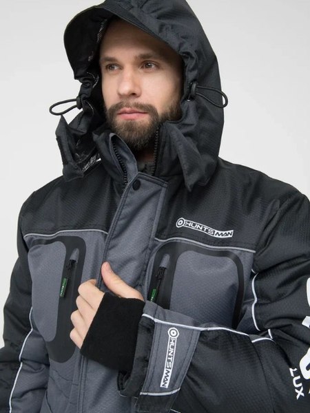 Костюм для охоты и рыбалки Huntsman Полюс LUX -40°C Серый/Черный (р.48-50/182-188)