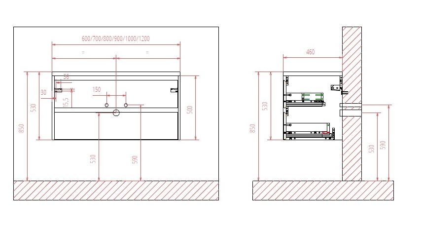 Тумба с умывальником BelBagno Kraft-600-2C-SO-BO + BB600ETL