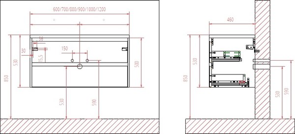 Купить Тумба с умывальником BelBagno Kraft-600-2C-SO-BO + BB600ETL в Бобруйске