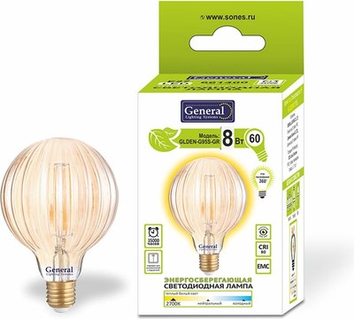 Лампа General Lighting GLDEN-G95S-GR-8-230-E27-2700 / 661400