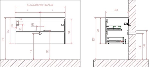 Тумба с умывальником BelBagno Kraft-700-2C-SO-CG + BB700ETL