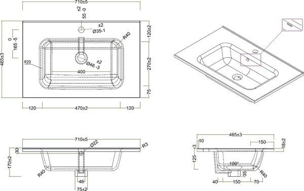 Тумба с умывальником BelBagno Kraft-700-2C-SO-RGB + BB700ETL