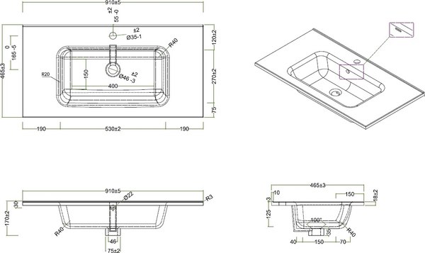 Тумба с умывальником BelBagno Kraft-900-2C-SO-PP + BB900ETL