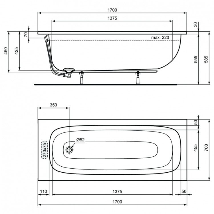 Ванна акриловая Ideal Standard I.Life / T475901