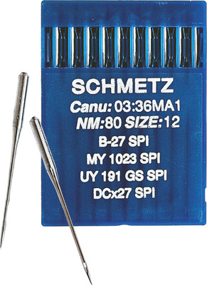 Набор игл для промышленной швейной машины Schmetz DCx27 80 SPI Sch-10 (10шт, для шелка) -