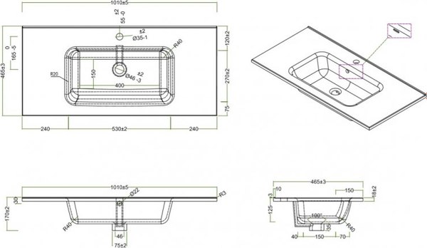 Тумба с умывальником BelBagno Kraft-1000-2C-SO-RGB + BB1000ETL