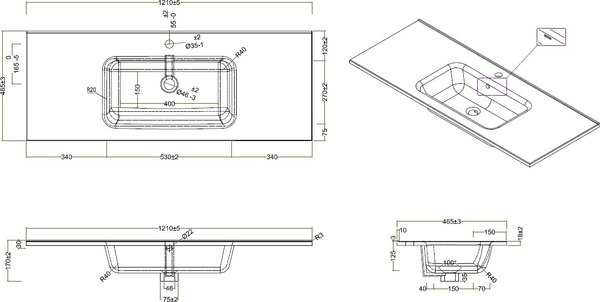 Тумба с умывальником BelBagno Kraft-1200-2C-SO-PP + BB1200ETL