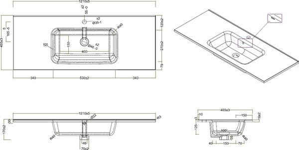 Тумба с умывальником BelBagno KRAFT-1200-2C-SO-RT + BB1200ETL