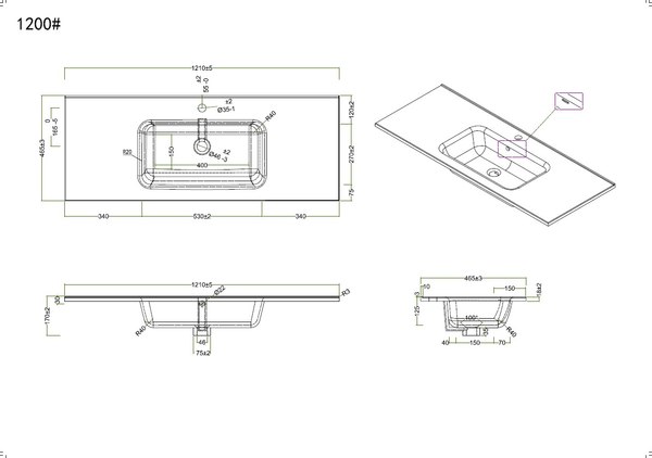 Купить Тумба с умывальником BelBagno ETNA-H60-1200-2C-SO-BL-P + BB1200ETL в Минске