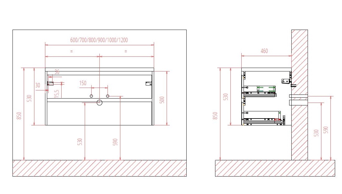 Тумба с умывальником BelBagno Kraft-700-2C-SO-RNN + BB700ETL