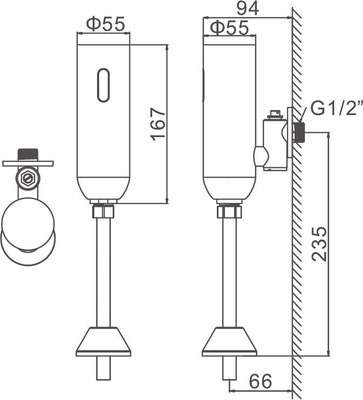 Смывной кран для писсуара Ledeme LH506-1