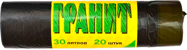 Пакеты для мусора Концепция Быта Гранит 30л / 0527 (20шт, черный)