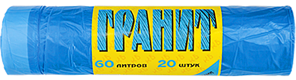Пакеты для мусора Концепция Быта Гранит 60л / 1022 (20шт, синий)