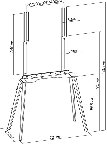 Изображение товара Стойка для ТВ/аппаратуры Cactus CS-ST3644BKWN (черный/орех)