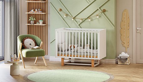 Детская кроватка Polini Kids Simple 342 с маятником / 0003168-17 (белый/натуральный)