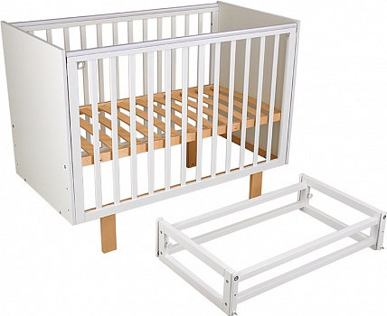 Детская кроватка Polini Kids Simple 342 с маятником / 0003168-17 (белый/натуральный)