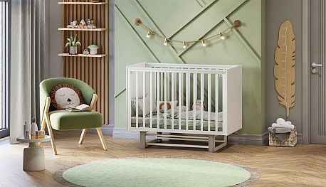 Детская кроватка Polini Kids Simple 342 с маятником / 0003168-16 (белый/серый)