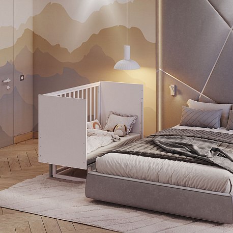 Детская кроватка Polini Kids Simple 342 с маятником / 0003168-16 (белый/серый)