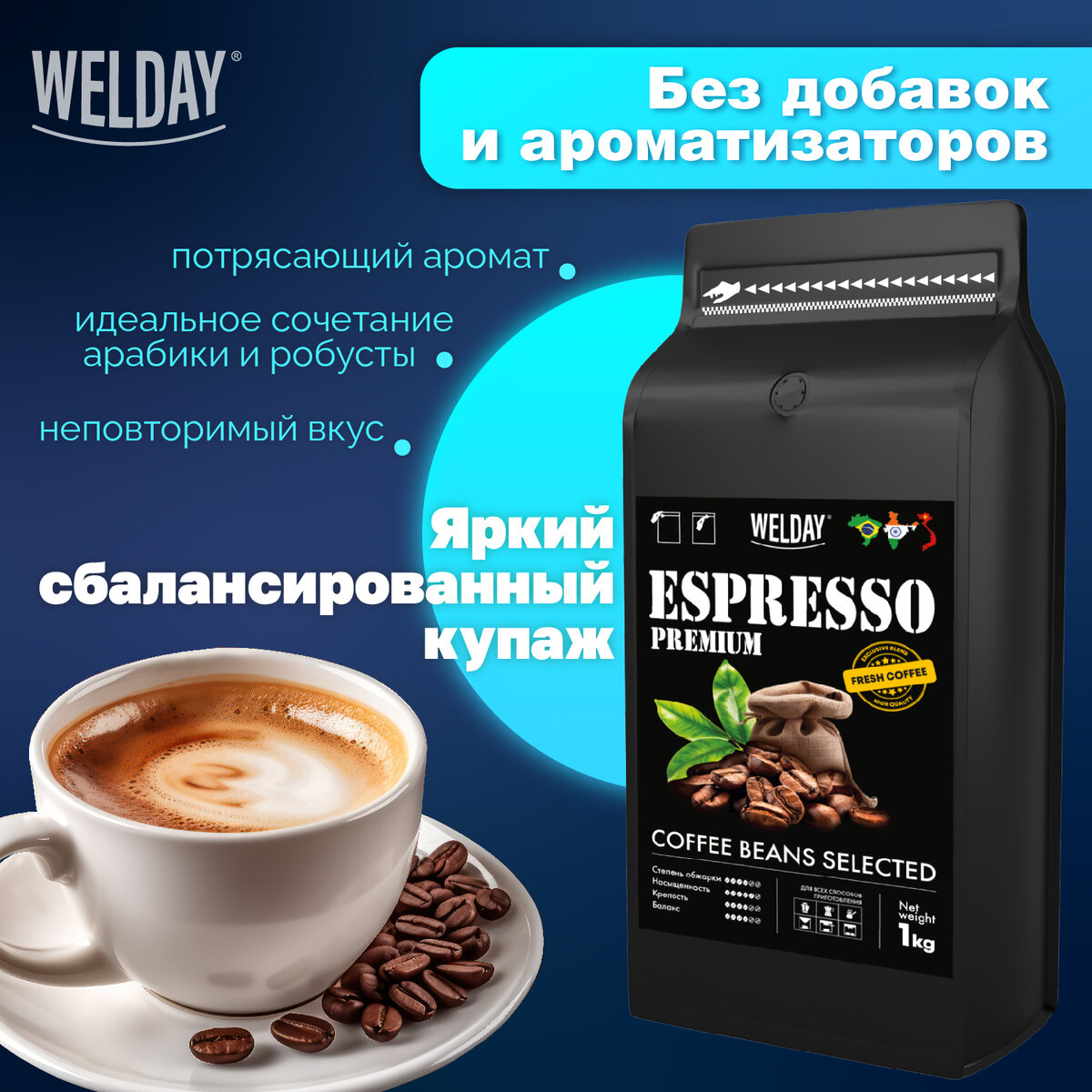 Кофе в зернах Welday Espresso Premium