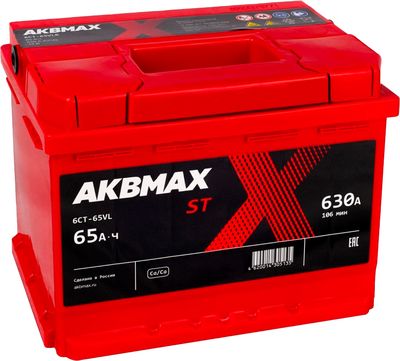 Автомобильный аккумулятор AKBMAX L ST 65L L2 (65 А/ч)