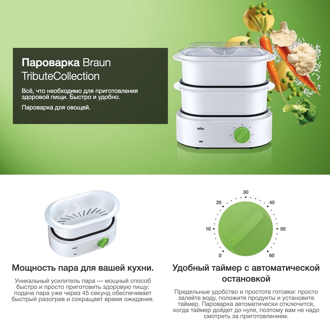 Пароварка стационарная Braun FS3000WH