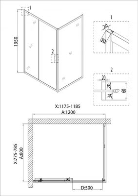 Душевой уголок Niagara NG-6812-08 120x80x195 (черный)