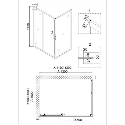 Душевой уголок Niagara NG-42-12AG-A100G 120x100x195