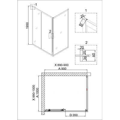 Душевой уголок Niagara NG-42-9AG-A100G 90x100x195