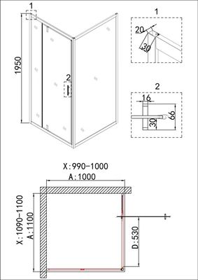 Душевой уголок Niagara NG-43-11AG-A100G 110x100x195