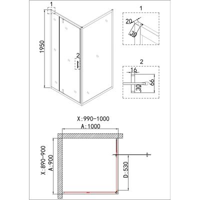 Душевой уголок Niagara NG-43-9AG-A100G 90x100x195