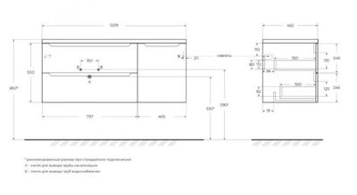 Тумба с умывальником BelBagno ETNA-1200-2C-1A-SO-RW-R + BB1000ETL-L