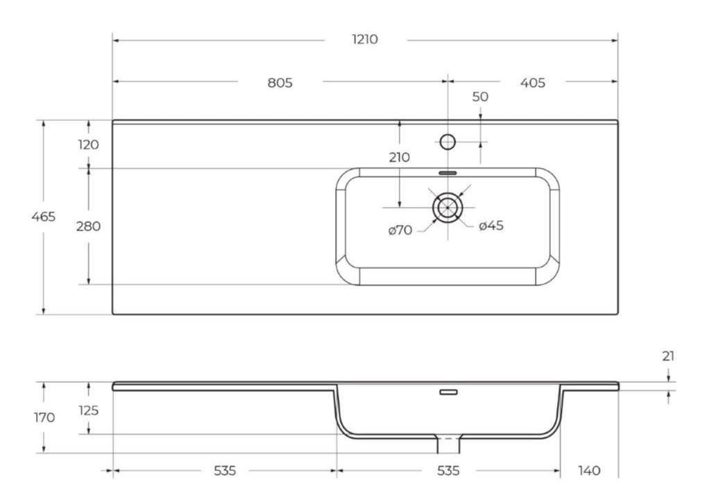 Тумба с умывальником BelBagno ETNA-1200-2C-1A-SO-RN-L + BB1200ETL-R