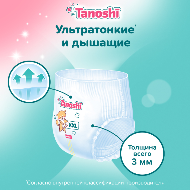 Подгузники-трусики детские Tanoshi Baby Pants XXL 17-25кг