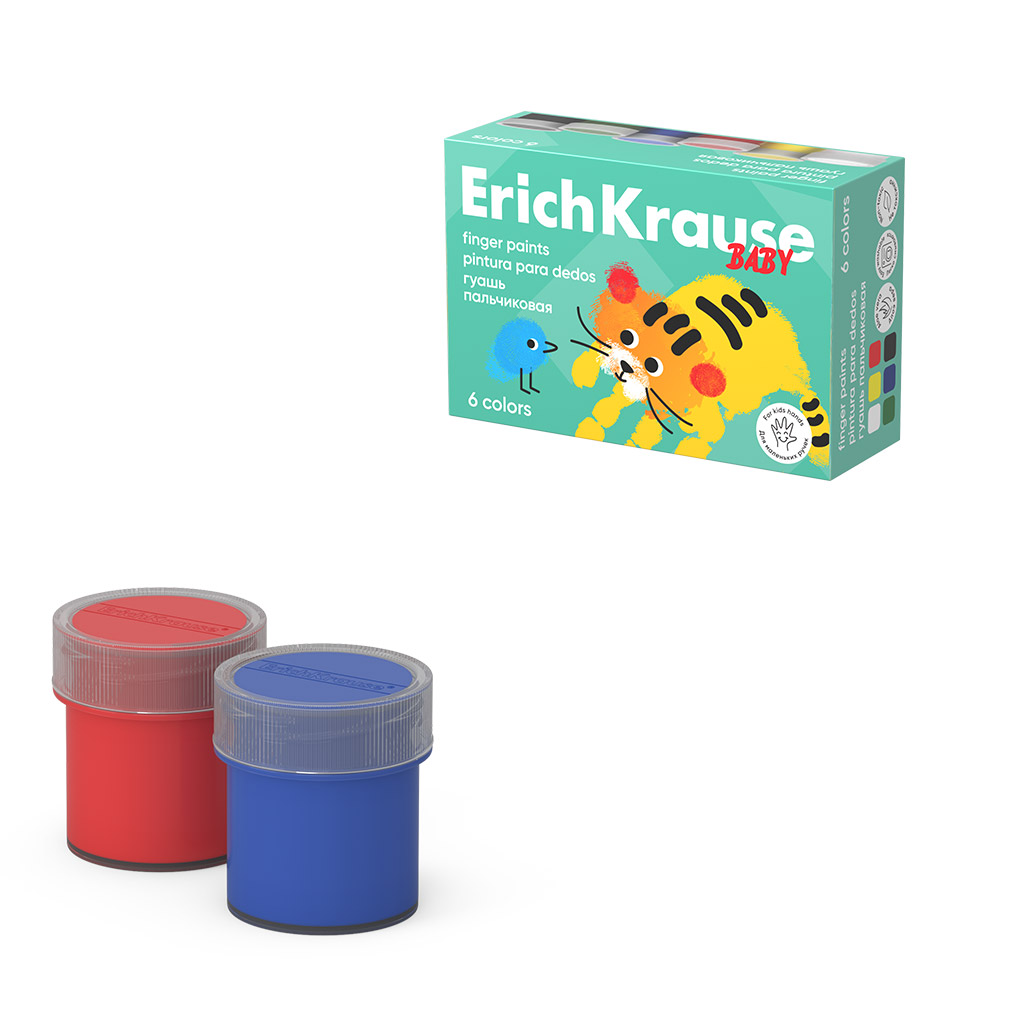 Пальчиковые краски Erich Krause Baby с Алоэ Вера / 61399 (6цв) — фото 2