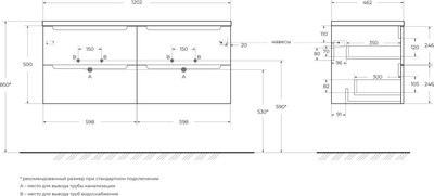 Тумба с умывальником BelBagno ETNA-1400-4C-SO-2-BL + BB1200-2-ETL