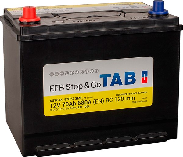 Автомобильный аккумулятор TAB EFB L+ 70L D26