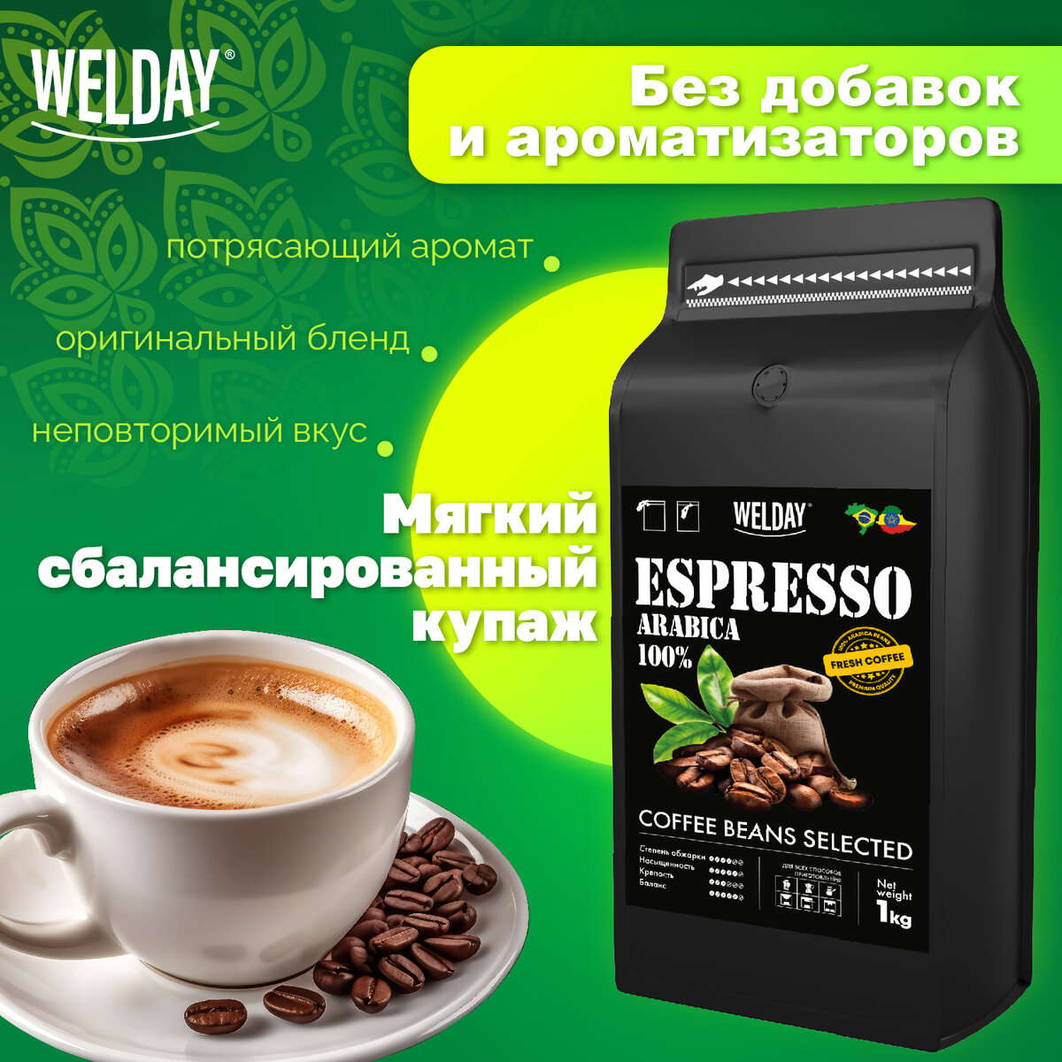 Кофе в зернах Welday Espresso Arabica