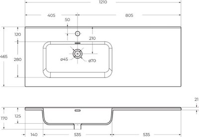 Тумба с умывальником BelBagno ETNA-1200-2C-1A-SO-RN-R + BB1200ETL-L