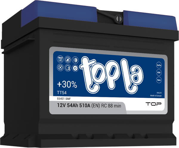Автомобильный аккумулятор Topla R+ Top 54R L1 низкий
