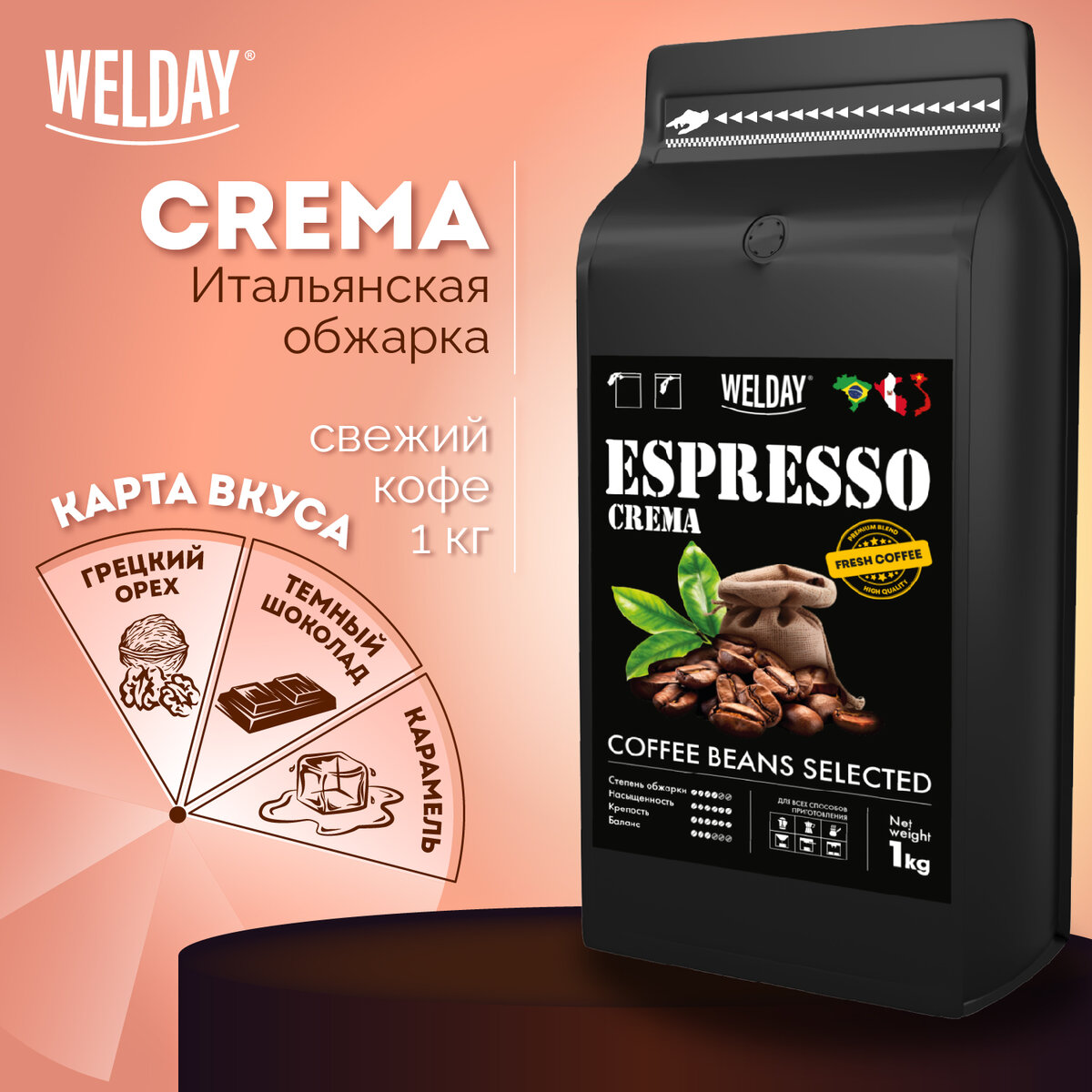 Кофе в зернах Welday Espresso Crema