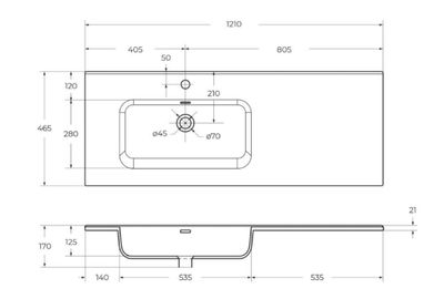 Тумба с умывальником BelBagno ETNA-1200-2C-1A-SO-RN-L + BB1200ETL-L