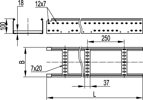 Лоток для кабеля DKC Лестничный 200x100 L3000 / LL1020