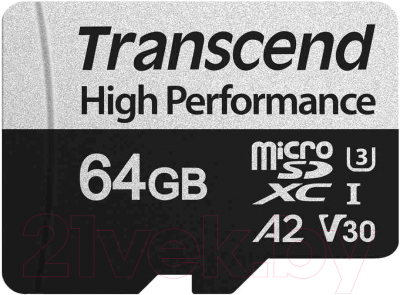 Карта памяти Transcend microSDXC 330S Class 10 64GB + адаптер (TS64GUSD330S)